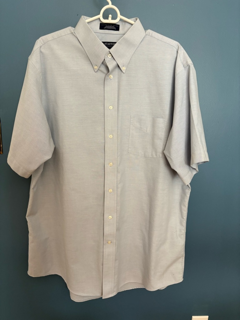 Stafford Light Blue Short-Sleeve Button-Down Oxford Shirt